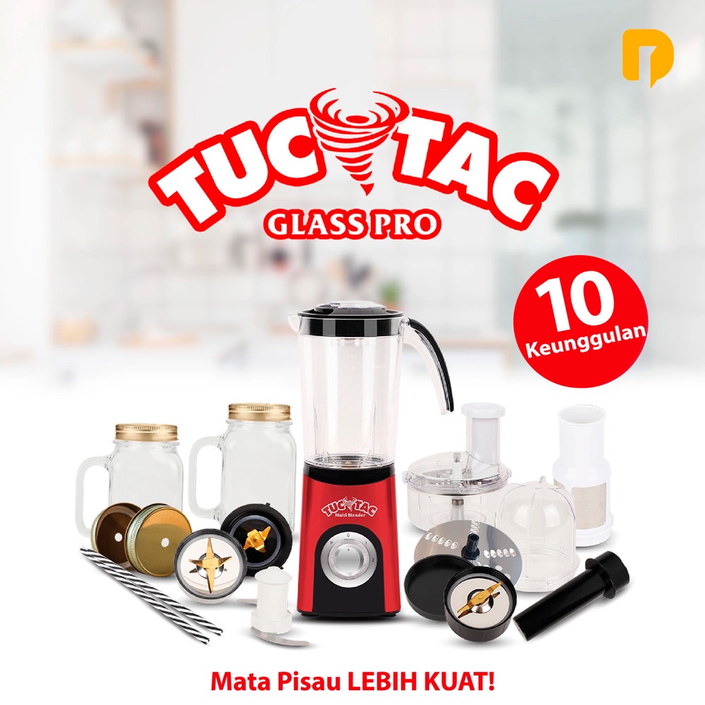 Tuc Tac Glass Pro Blender Multifungsi Pisau AWET dpt Gelas Mason Jar Kaca