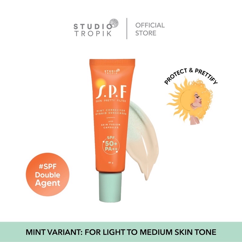 Studio Topik SPF Skin Pretty Filter Sunscreen SPF 50+ PA++ - PEACH DAN MINT SUNSCREEN STUDIO TROPIK