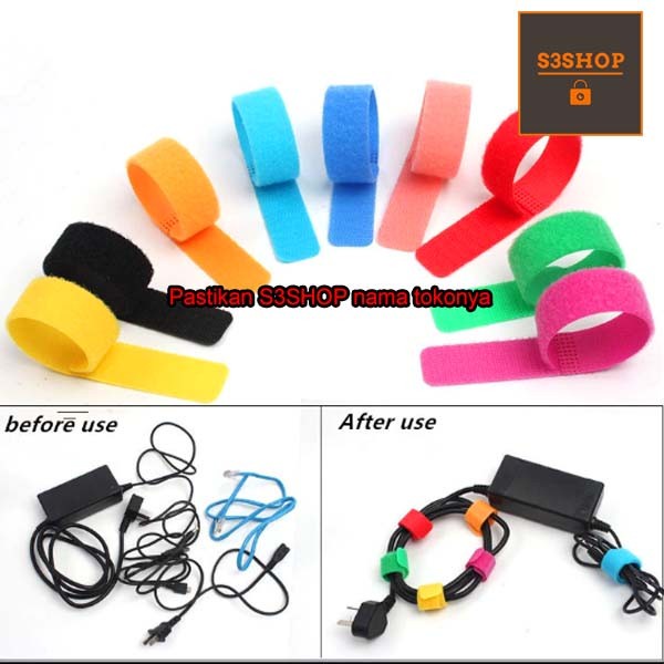 Velcro Strap Kabel Ties Pengikat Kabel Organizer Strap Kabel Serbaguna