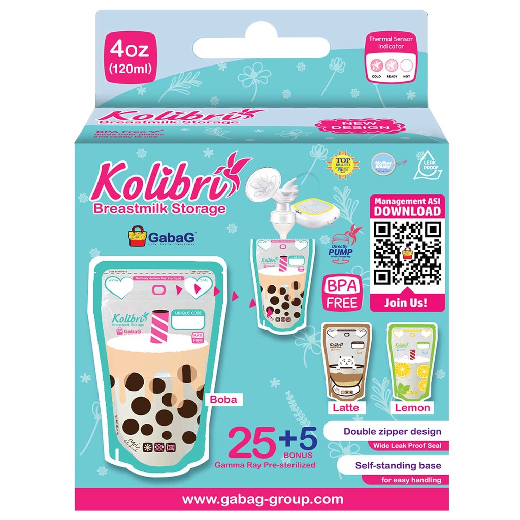 Gabag Breastmilk Storage Bag Bags Love Kolibri Kantong Asi 100 mL 100ml Classic 120ml / 150ml