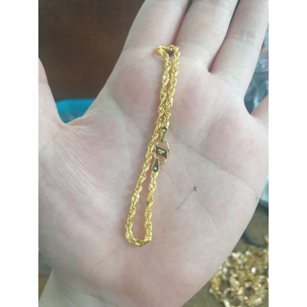 Gelang tambang tipis 1 gram 1 gr kuning emas asli 9k 420 40% 17 cm 17cm