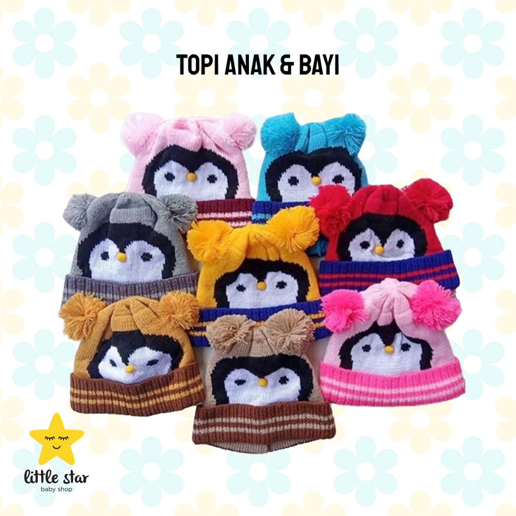 Topi Kain Bayi | Kupluk Rajut Baby Cewek Cowok Penguin