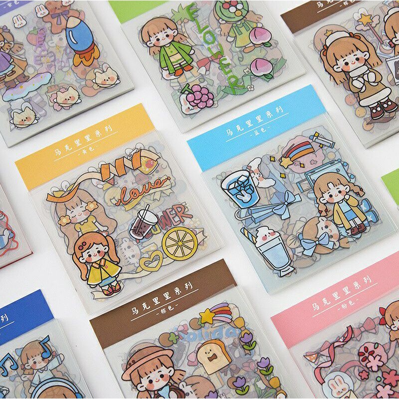 Sticker Kawaii Cewe Transparan Waterproof / Sticker Kawaii Anti Air