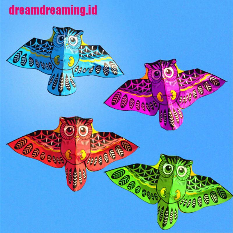 (dreamdreaming.id) Layang-layang Bentuk Burung Hantu Kartun Warna-Warni 110cm Untuk Outdoor