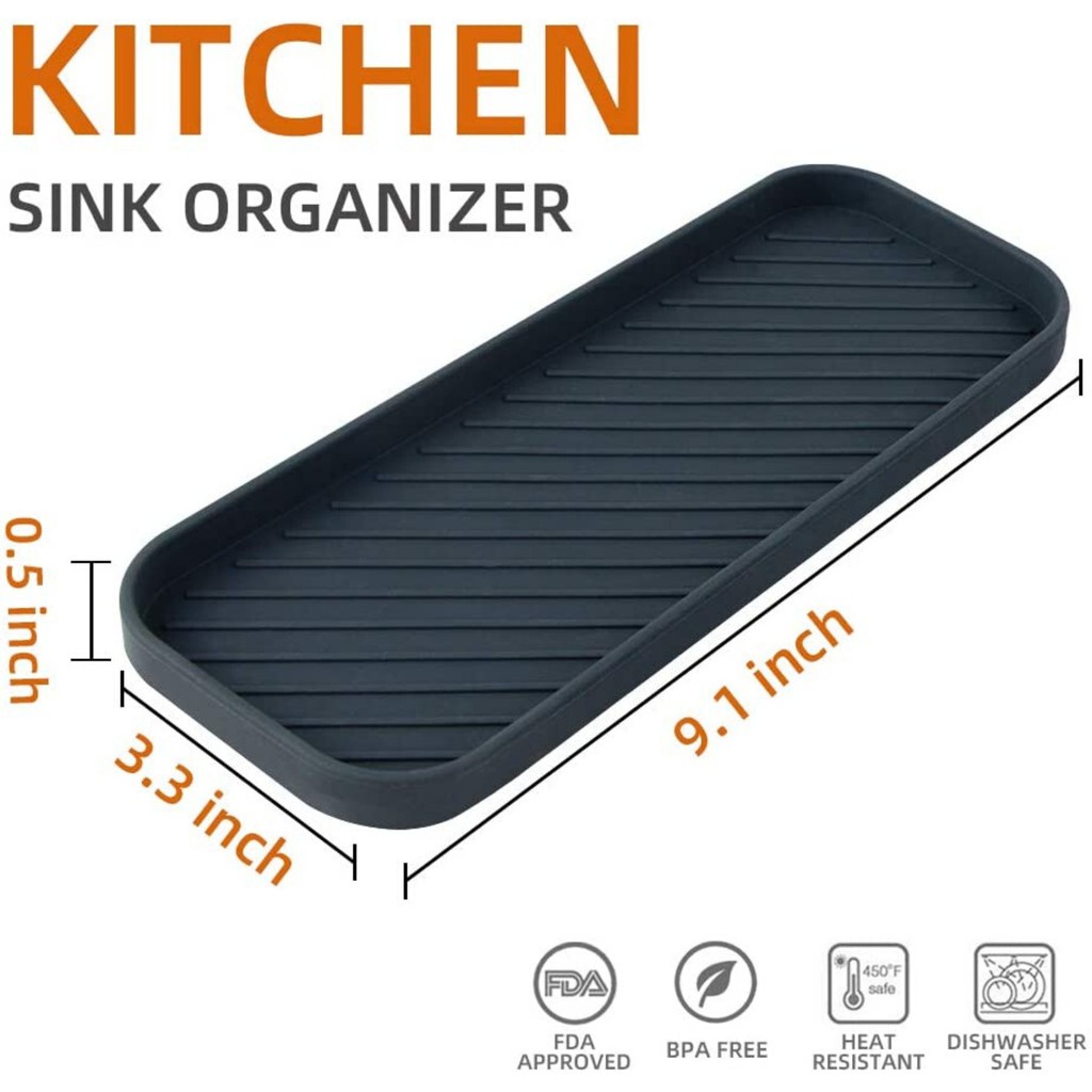 Tray Holder Sabun / Spons Cuci Piring Bahan Silikon Untuk Wastafel Dapur / Kamar Mandi