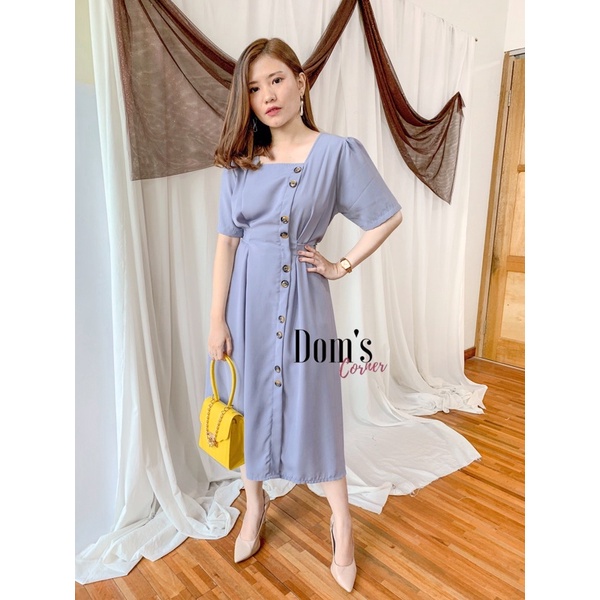 Domscorner-Greysia vintage dress-Dusty blue