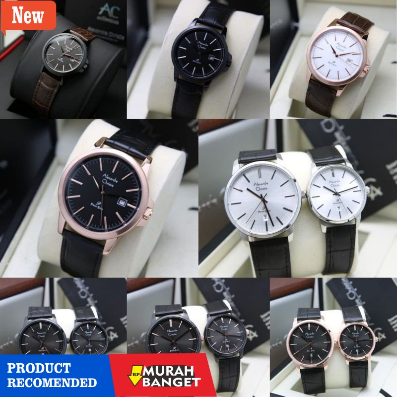 Jam tangan couple terbaik- Ac 1008 / ac1008/ Ac 1030/ Ac1030  Alexandre Christie Jam Tangan Kulit Co