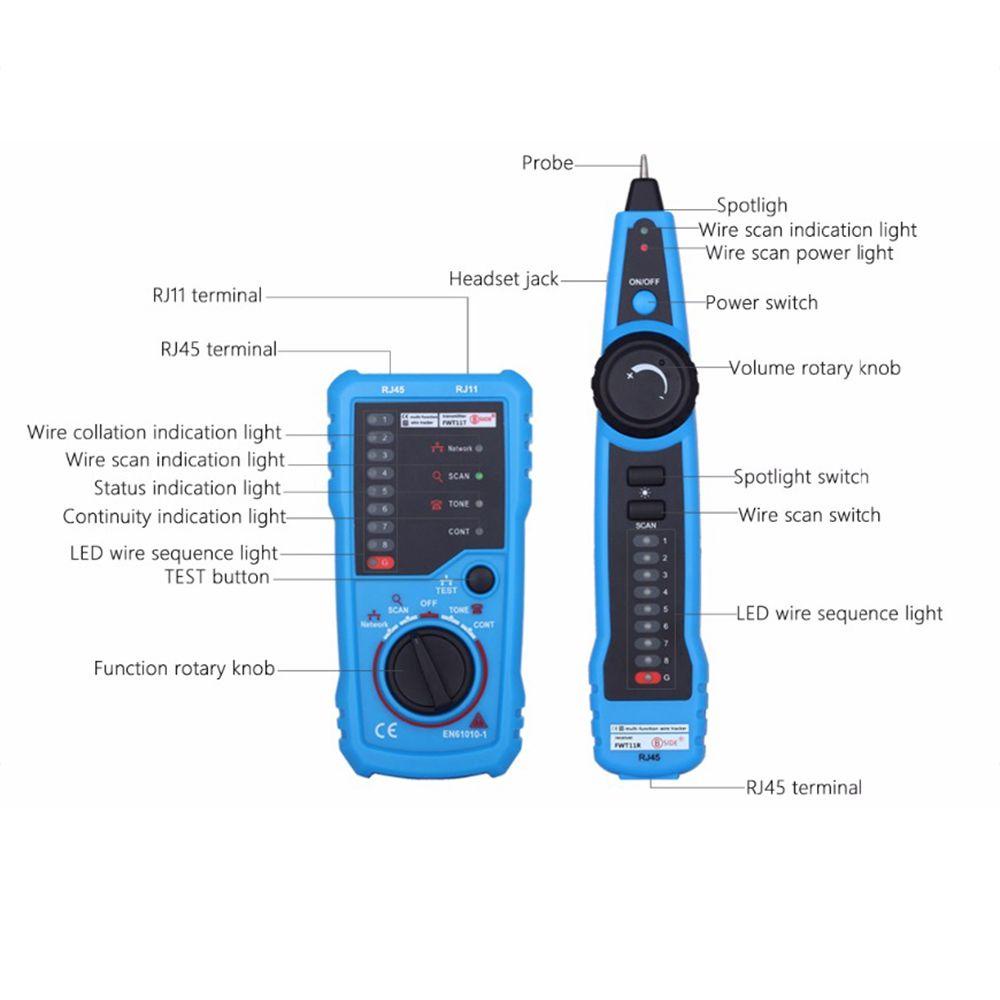 POPULAR Populer Network Cable tester Detector BSIDE FWT11 Tracer Toner Alat tester Kabel Jaringan LAN Eterna