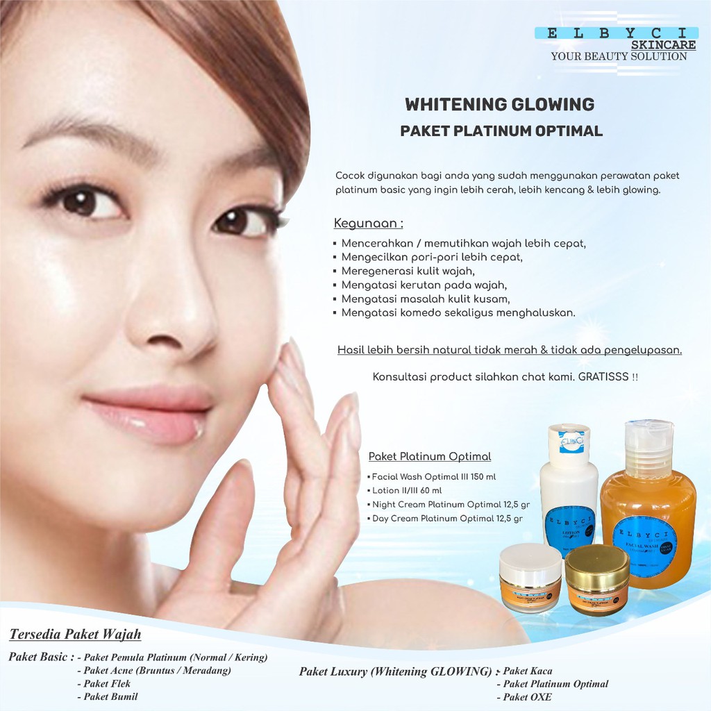 Elbyci Whitening Glowing Paket Platinum Optimal Shopee Indonesia