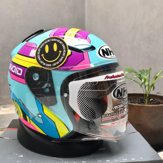 Helm motor half face original nhk r1 xinoid tosca double visor sni