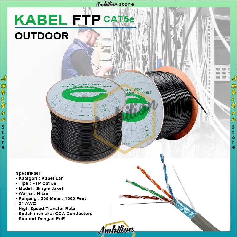 TERBARU!!! Kabel Outdoor CAT5E Roll Role 305 Meter LAN STP Spectra FTP 1 BOX Dus