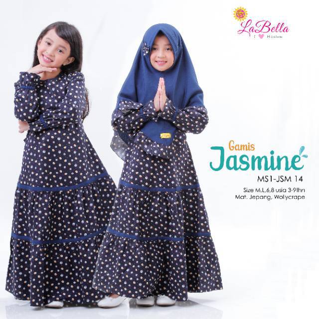 GAMIS ANAK 5-6 TAHUN BIRU GELAP NAVI SIMPEL MOTIF CUPCAKE JILBAB SYARI LABELLA JASMINE ARM-10
