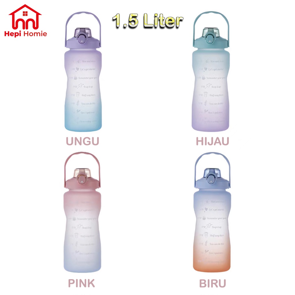 [HH] BOTOL MINUM KOREA JUMBO PELANGI 2 LITER VIRAL THUMBLER GRADIASI TANDA WAKTU MOTIVASI / WATER BOTTLE 2L FREE 2D &amp; 3D STICKER