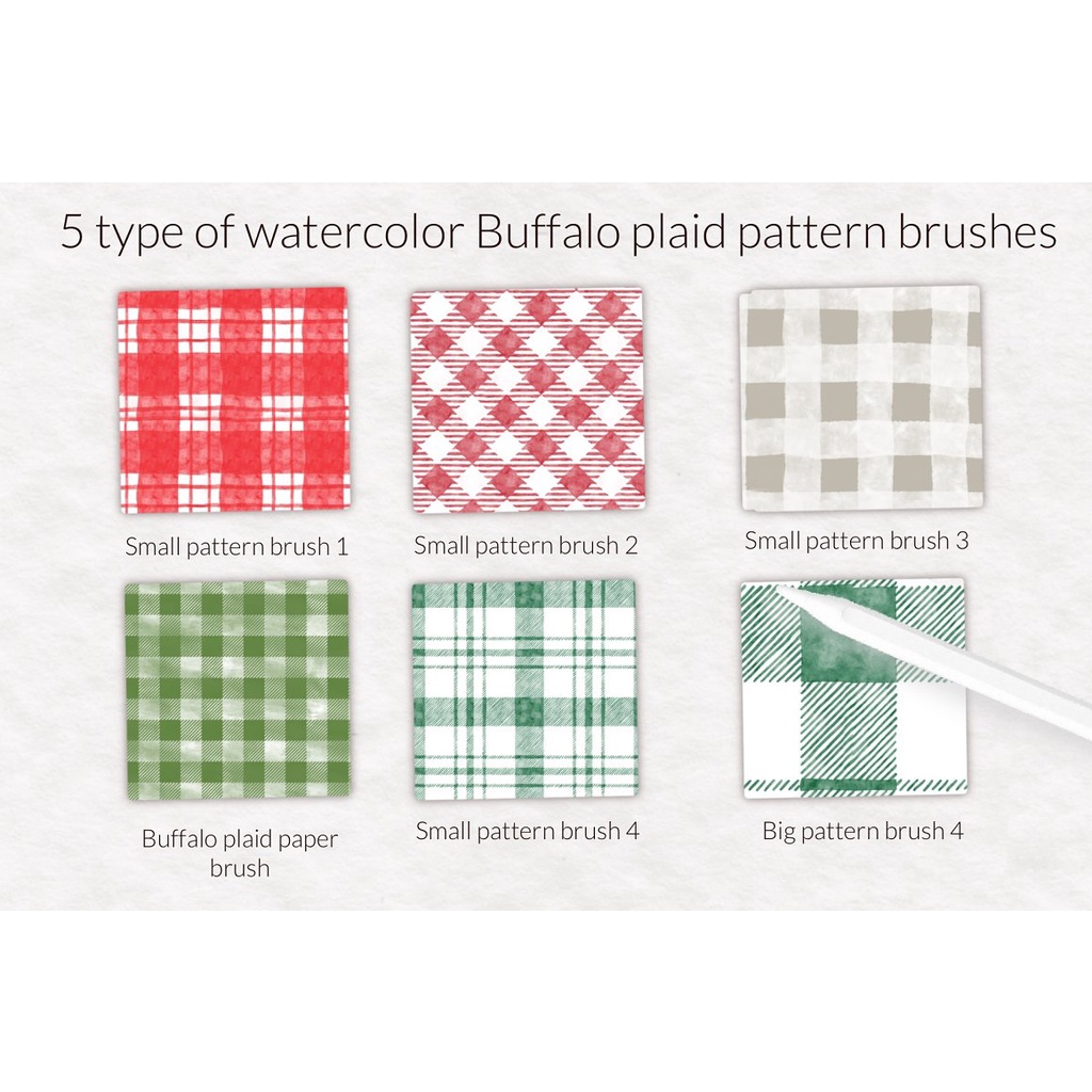 Procreate Brush - Farmhouse Watercolor Buffalo Plaid Pattern Brushes