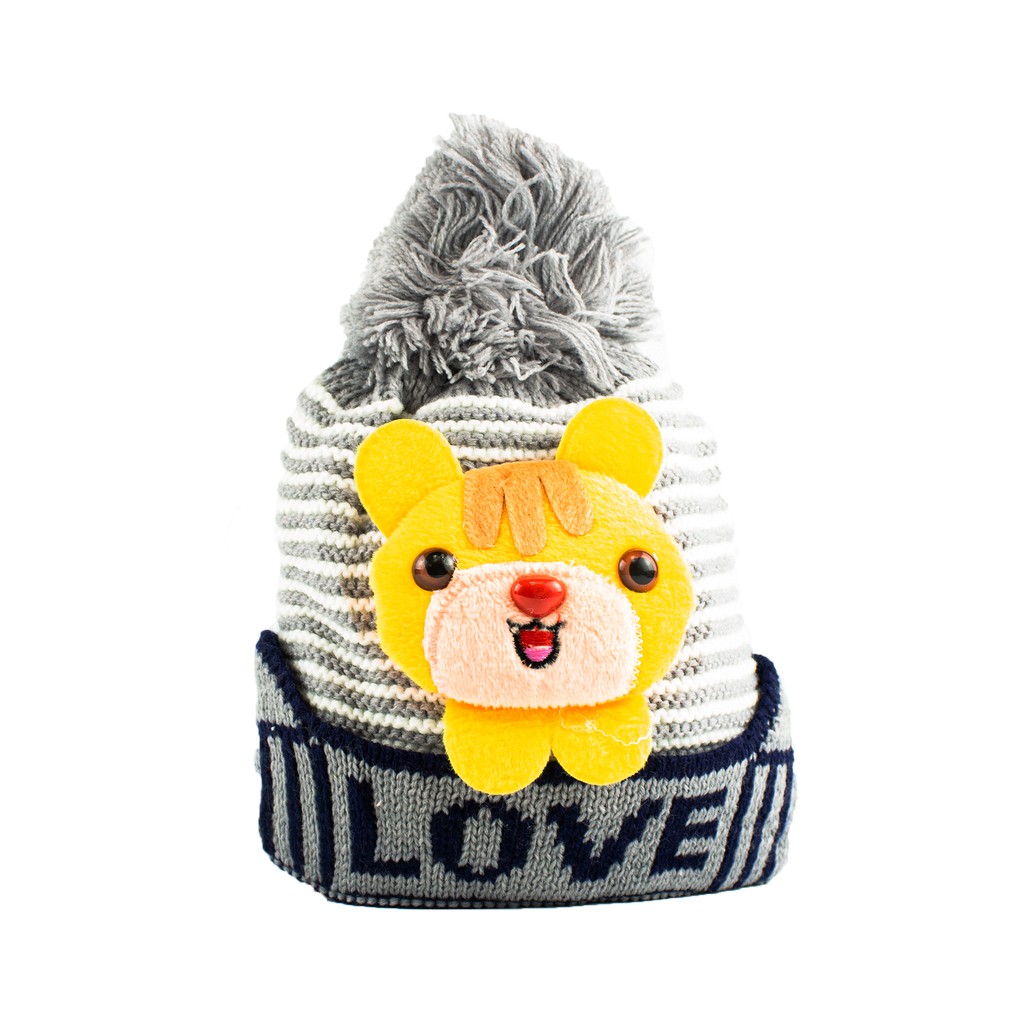 Topi Anak Bahan Rajut Premium Gambar Harimau Love / Singa