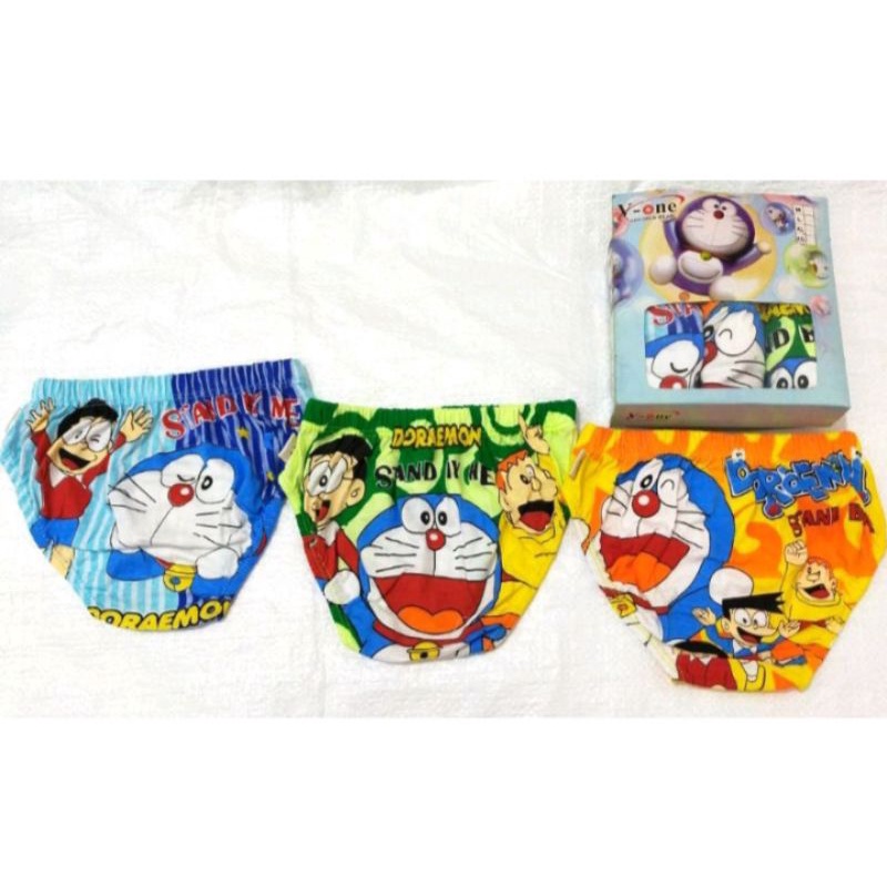 CD anak cowok motip Doraemon 1 kotak isi 3 pcs