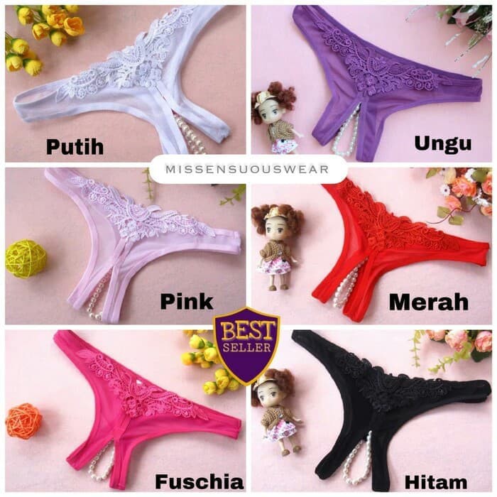 celana dalam sexy wanita g string cd pearl mutiara wanita open crotch
