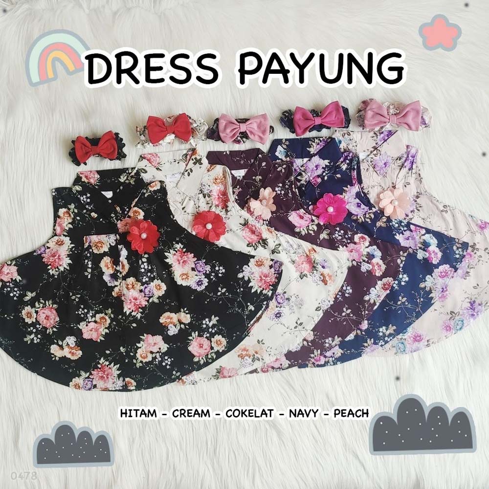 Baju Bayi Perempuan Dress Gaun Bayi Cantik Adem Katun Payung FLower