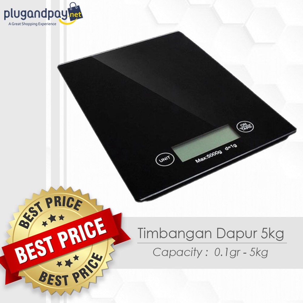 Plugandpay - Timbangan Dapur 5kg 1g - Black