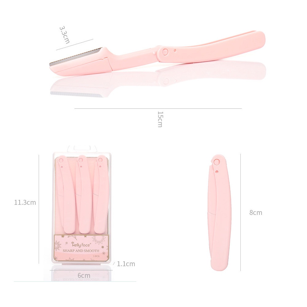 3 PCS/kotak Aman Lipat Pink Alis Scraper Alat Kecantikan