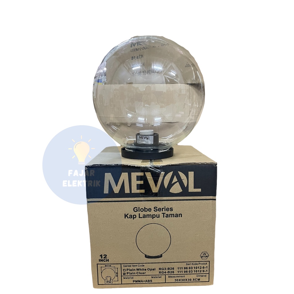 KAP LAMPU TAMAN BULAT 12 INC MEVAL CLEAR