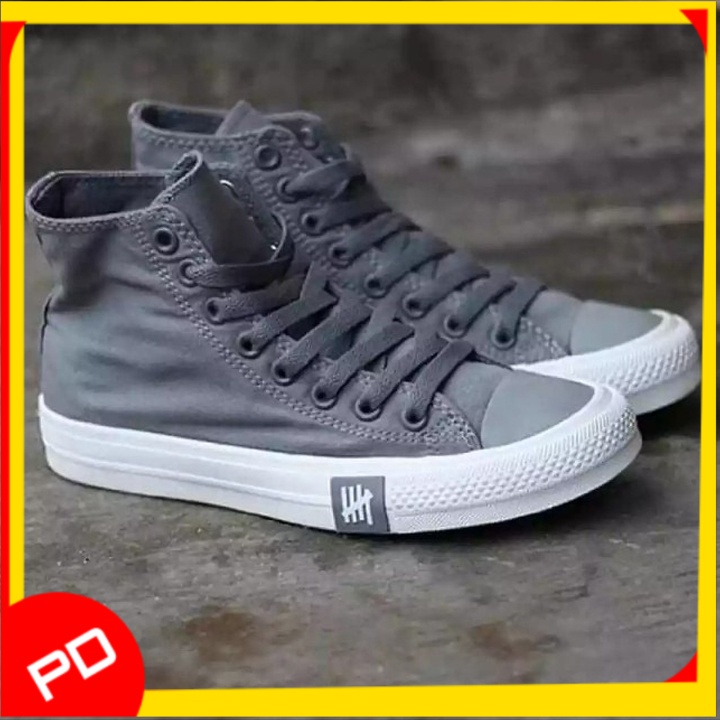 Sepatu Sneakers Distro Pria Wanita Converse All Star Undefeated Petir Tinggi Abu With BOX - RM