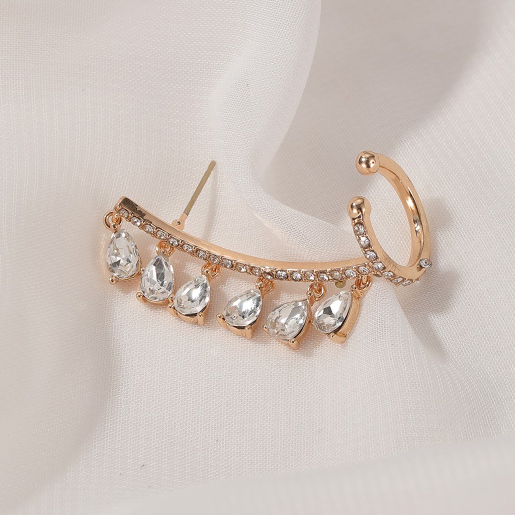 Hu Hu Hu Hu Hu Alat Bantu Pasang Kacamata♡ 1pc Anting Klip Tembaga Bentuk Tetesan Air Hias Cubic Zirconia Untuk Wanita