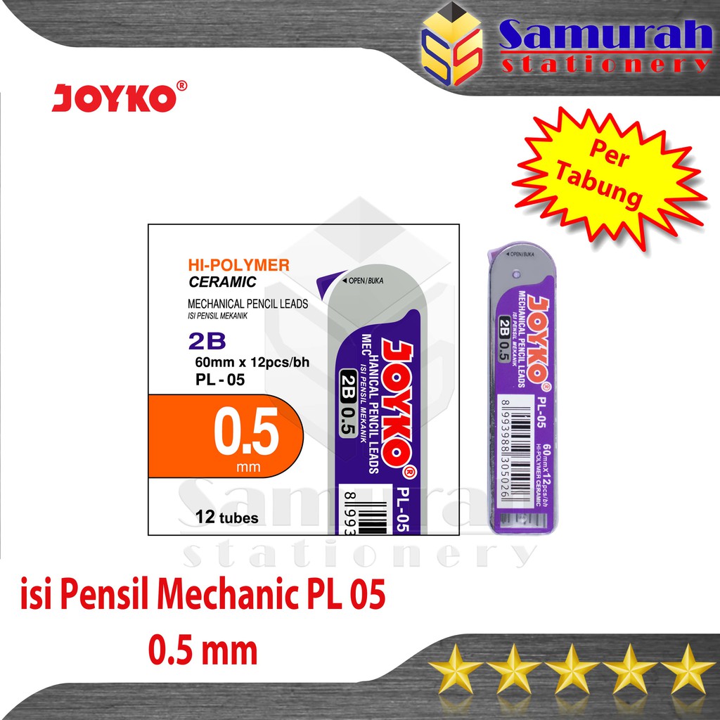 

isi Pensil Mekanik Joyko PL 05 mm Per Lusin / Mechanical Pencil PL-05 Pak 0.5mm / isi Pensil Cetek Kecil 1 pak isi 12 tube