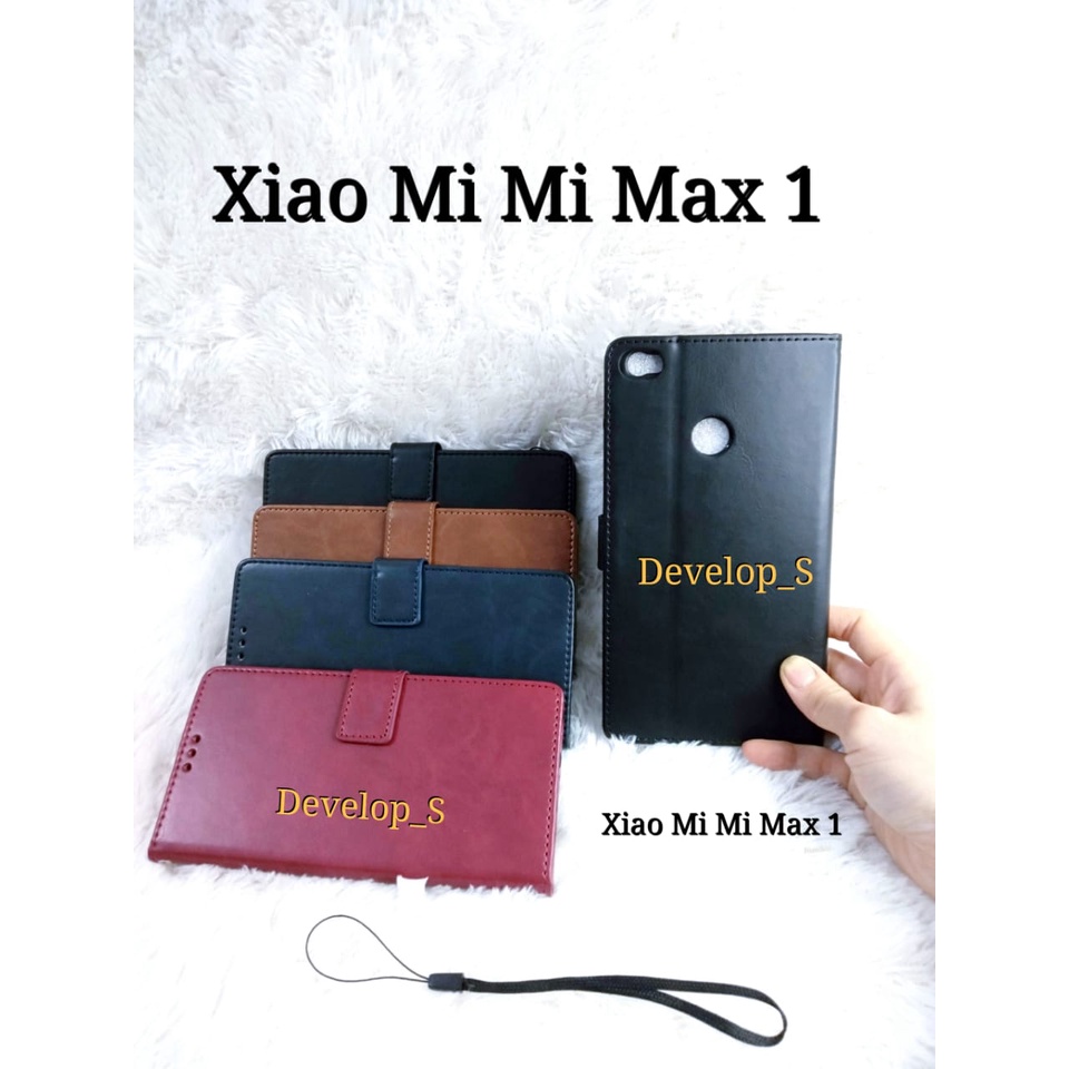 Leather Case Flip Cover Kulit Xiao Mi Max 1 / Xiao Mi Max 2 Sarung Dompet Premium