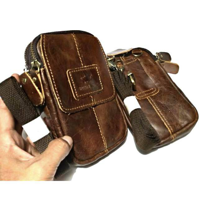 Sarung hp kulit asli  triple impor buffle plus selempang - dompet hp kulit asli 3 ruang