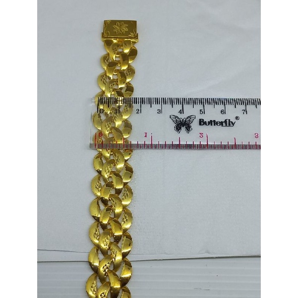 GELANG PERAK ASLI SILVER 925 LAPIS EMAS/GELANG RANTAI KEPANG+UKIR BLINK/ASLI SILVER/GELANG FASHION WANITA TERBARU