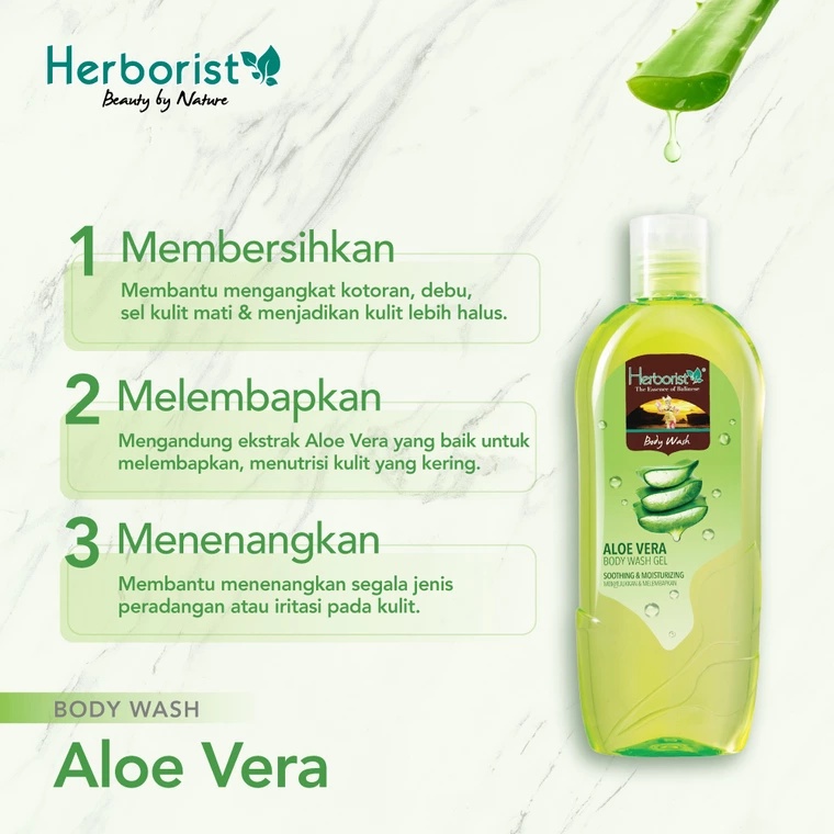Herborist Aloe Vera Series Gel 98 persen Facial Wash Face Mist Moisturizer Lulur Body Wash (VH)