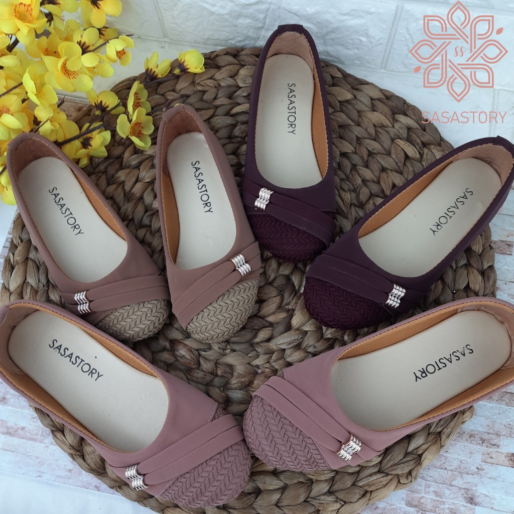 mandirishoesstore-SEPATU FLATSHOES ANAK PEREMPUAN GARIS SAMPING 3 4 5 6 7 8 TAHUN HAY13