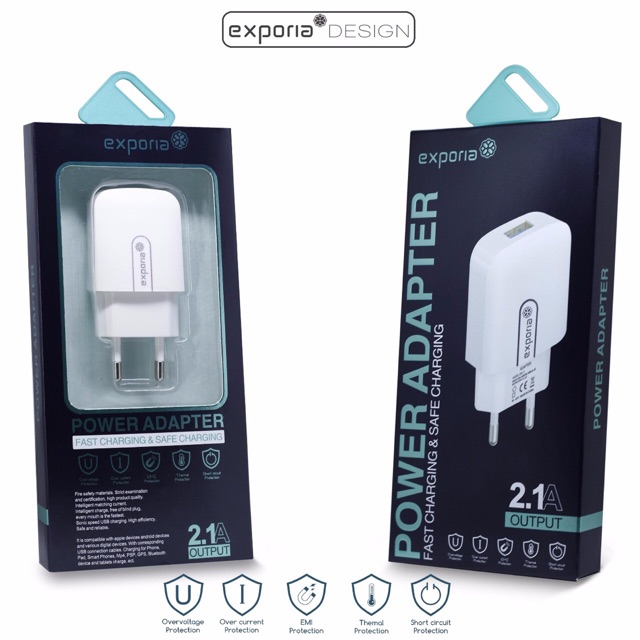 [ PROMO ] Charger  Exporia Design Single Output 2.1A [ Termasuk Kabel ] VHIESHOP