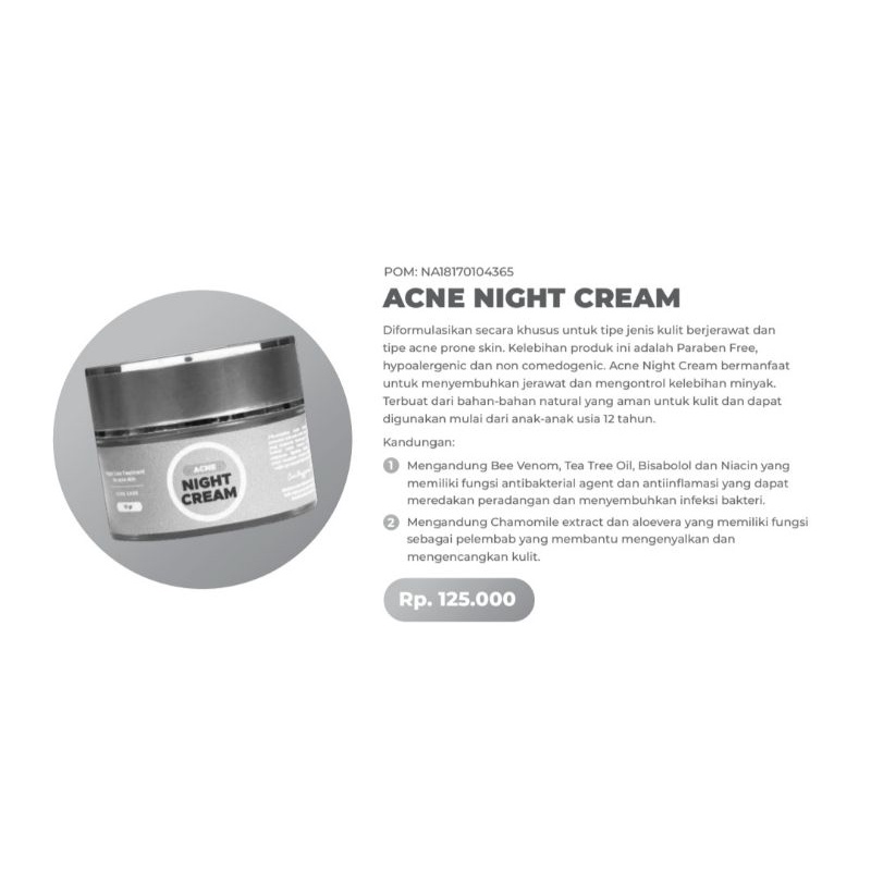 bening skincare cream night acne (cream malam jerawat)