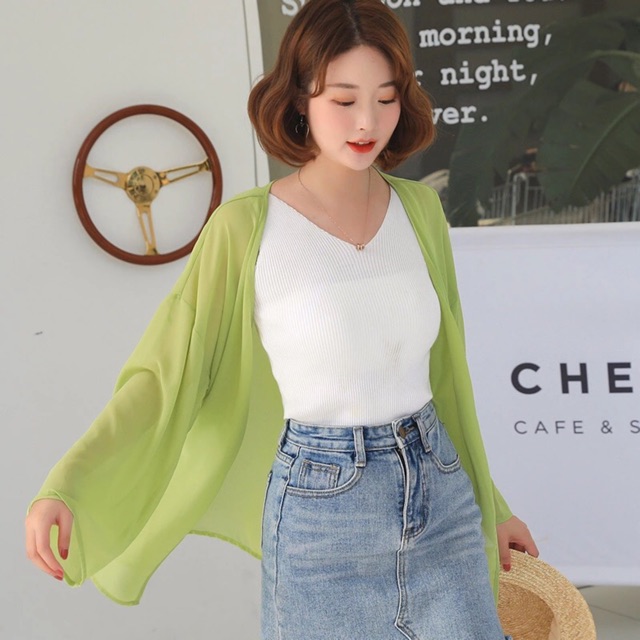 CARDIGAN PLAIN KOREA LUARAN SIFON TRANSPARAN OUTER POLOS CHIFFON