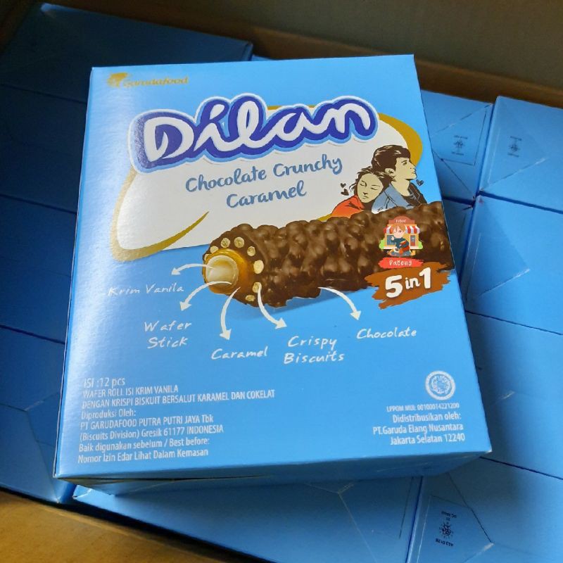 

DILAN CHOCOLATE CHRUNCY CARAMEL WAFER ROLL BOX 12PCS X 24 GRAM/ COKELAT DILAN / WAFER DILAN