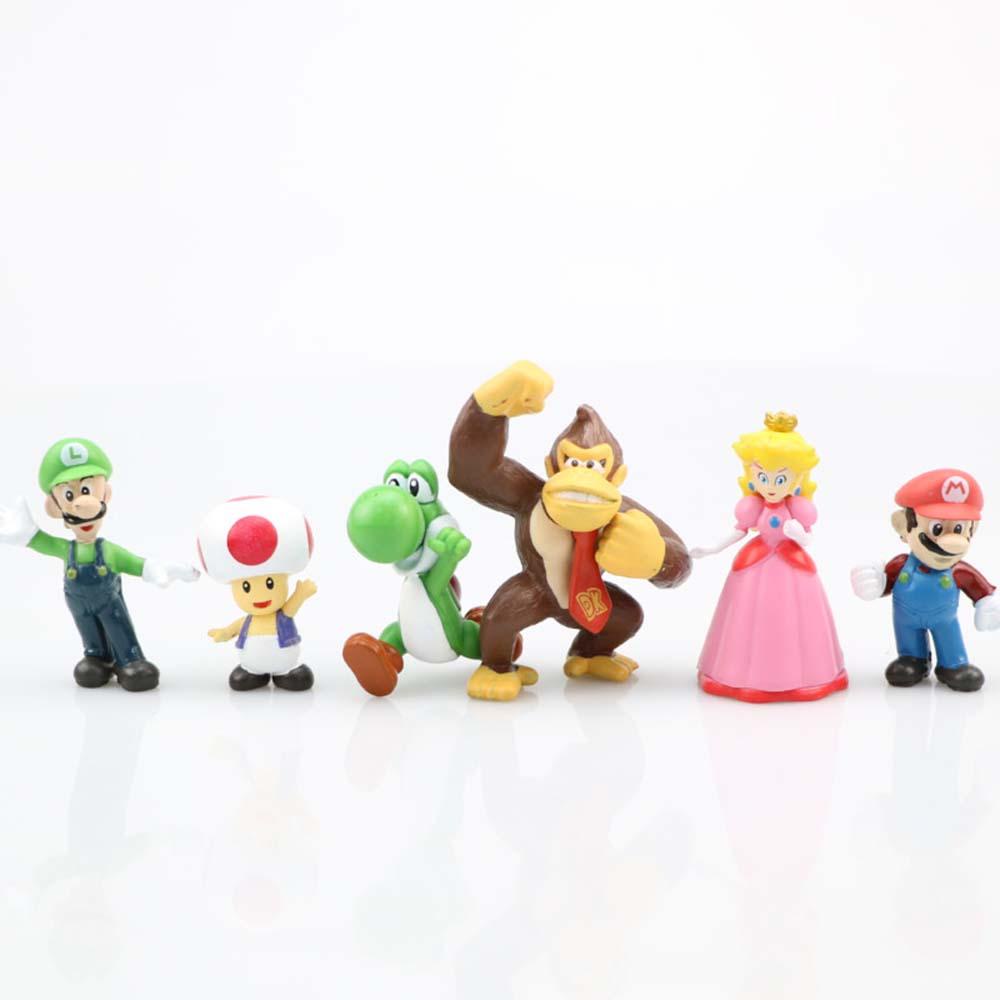 Lanfy Action Figurine Lucu 18pcs/set Koleksi Model Jamur Hiasan Rumah Model Anime Super Mario Bros.