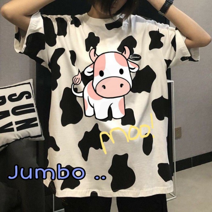 Baju Atasan Kaos Wanita Sapi Moo - Putih