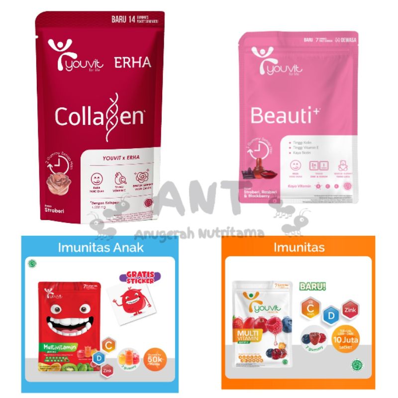 Youvit X ERHA COLLAGEN &amp; BEAUTI+ 7DAY &amp; Multivitamin Anak 7Day &amp; Multivitamin Dewasa 7Day