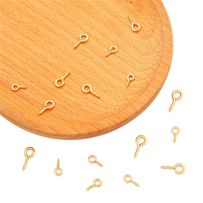 18K Gold Plated 25Pcs/lot 4x8mm 5x10mm Copper Screw Eye Pin for DIY Jewelry Findings Craft Making Earrings Bracelets