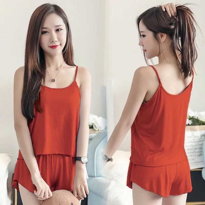 TELLY ➡️ 280 Set Baju Tidur Wanita Tank Top Sexy Camisole + Celana Piyama Sexy Wanita