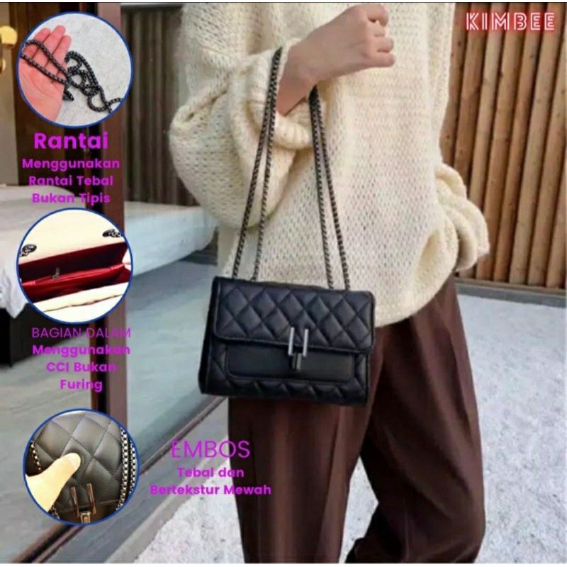 WS CHELSEE -TAS SELEMPANG WANITA EMBOS RANTAI TEBAL