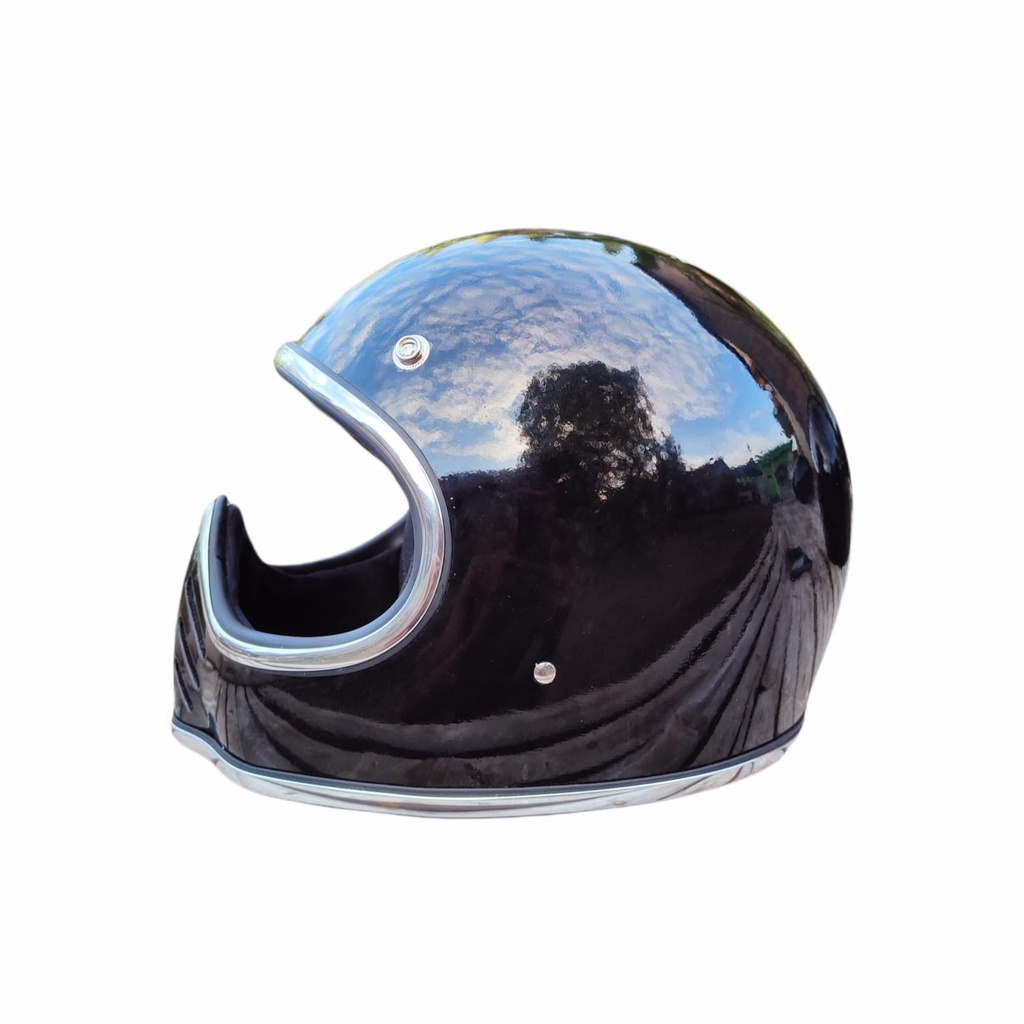 Helm Mini Moto Custom Hah Helmet Hitam Polos