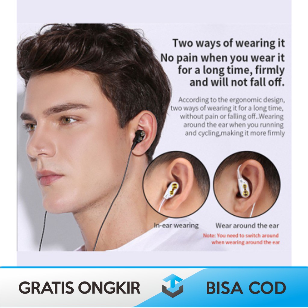 EARPHONE HEADPHONE ORIGINAL QKZ CK8 SUPER BASS DUAL DRIVER HIFI DENGAN MIC MURAH BERGARANSI