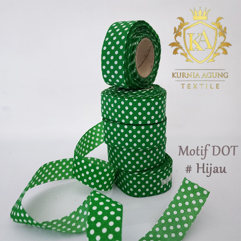 Pita Kain DOT / Pita Bintik Polkadot Pita Kado Hampers Souvenir 1 Inch Per ROLL