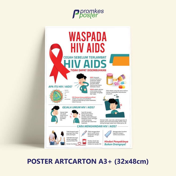 Jual Poster Kesehatan Waspada HIV Aids Sebelum Terlambat | Shopee Indonesia