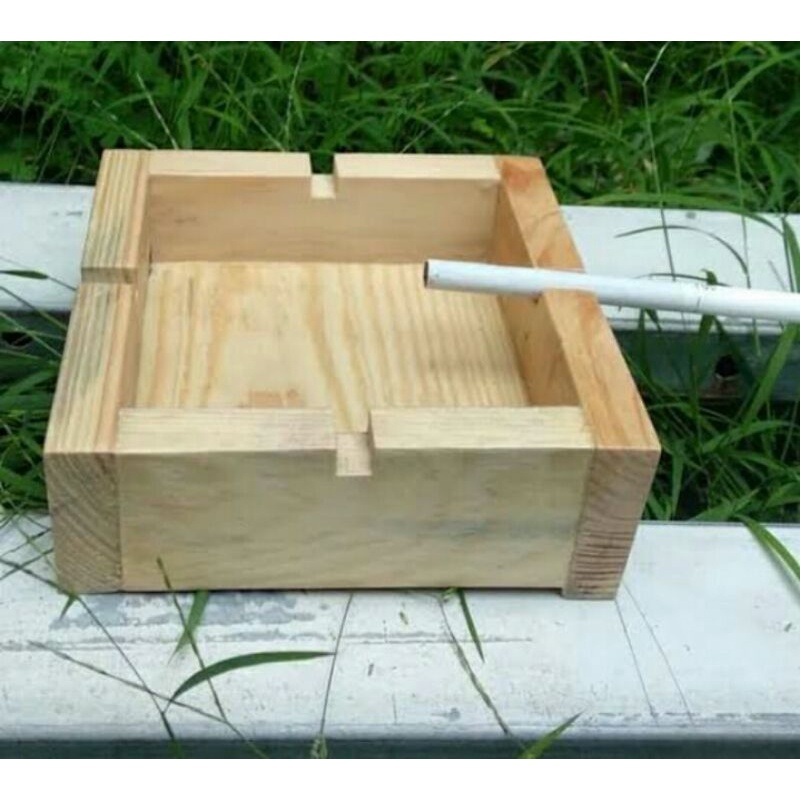 asbak murah bahan kayu jati blanda finishing melamin natural glossy