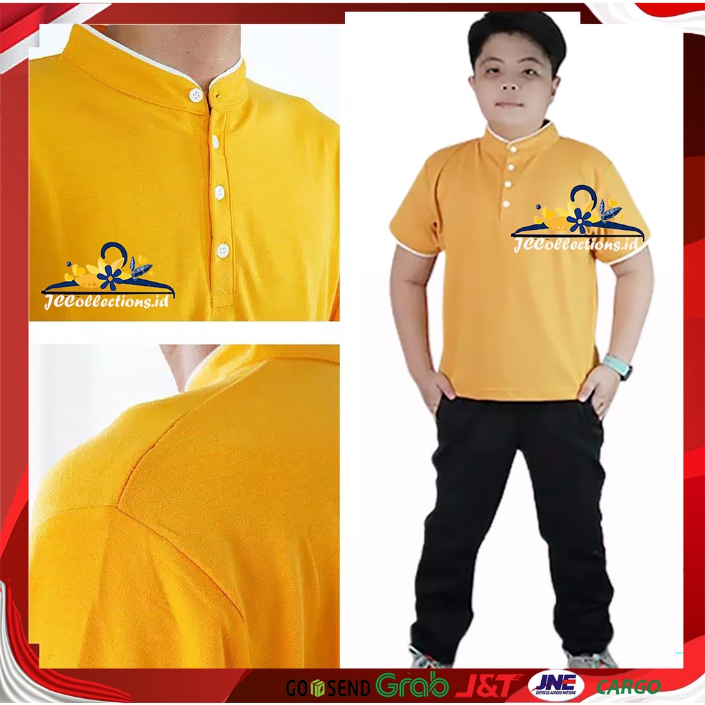 JCCollections Kaos Lengan Pendek Anak Laki kerah mandarin Deffon / Tshirt Anak Remaja Teens Boy