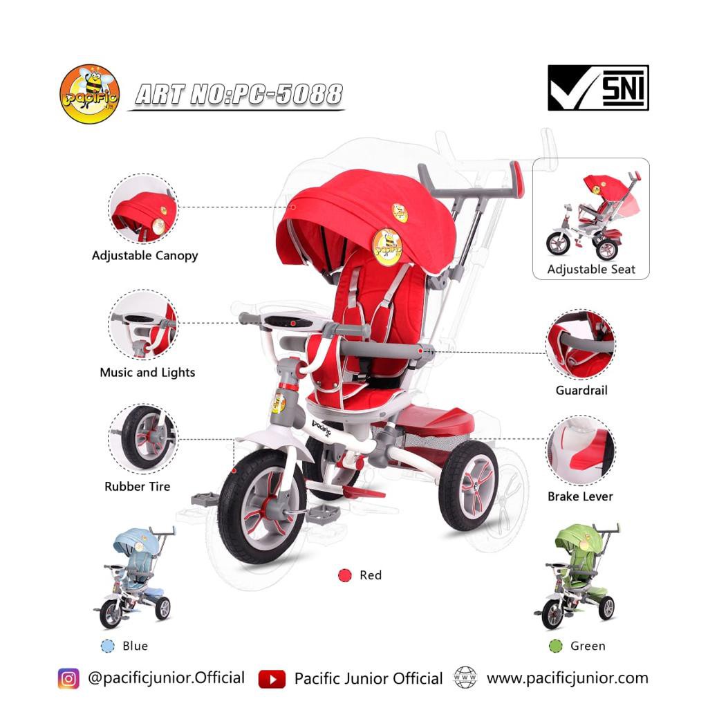 Tricycle pacific 5088 baby stroller dorongan anak bayi sepeda anak roda tiga 3 kereta dorong anak ba